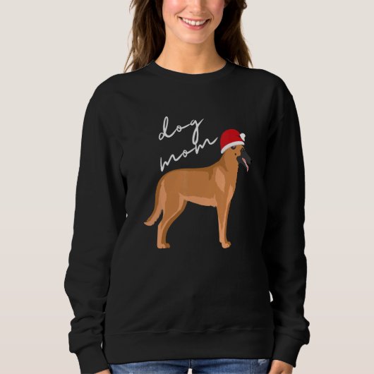 ファンセーブルベルジアンマリノア犬ママクリスマス スウェットシャツ (正面)