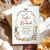 ファンタジックでおしゃれな手描きのドゥードル 秋の結婚式 招待状