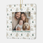 ファンタジックなかわいい水彩クリスマスドラゴン家族 セラミックオーナメント (左)