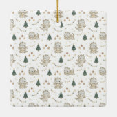 ファンタジックなかわいい水彩クリスマスドラゴン家族 セラミックオーナメント (裏面)