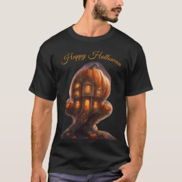 ファンタジックなカボチャのツリーハウス ハッピーハロウィン Tシャツ