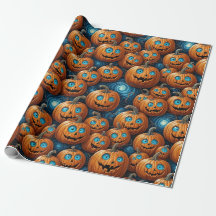 ファンタジックなカボチャのハロウィンラッピングペーパー