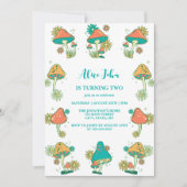 ファンタジックなグルービーなサイケデリックマッシュルームの誕生日 招待状 (正面)