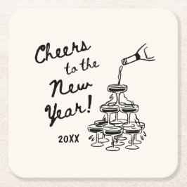 ファンタジックなディスコボール 新年会 スクエアペーパーコースター