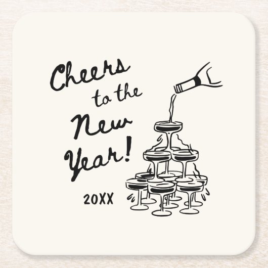 ファンタジックなディスコボール 新年会 スクエアペーパーコースター (正面)