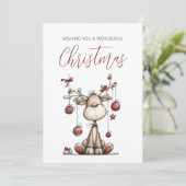 ファンタジックなトナカイのクリスマスカード 招待状 (スタンド正面)