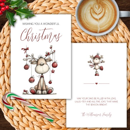 ファンタジックなトナカイのクリスマスカード 招待状