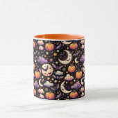 ファンタジックなハロウィンの夜空パターン マグカップ (中央)