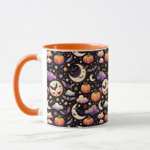 ファンタジックなハロウィンの夜空パターン マグカップ