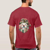 ファンタジックなパッチワークサンタのフォークロアクリスマス Tシャツ (裏面)
