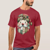 ファンタジックなパッチワークサンタのフォークロアクリスマス Tシャツ (正面)