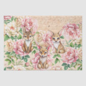 ファンタジックなビンテージ風の花と動物のデコパージュ 薄葉紙 (正面)
