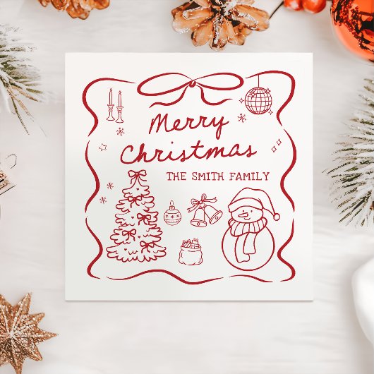 ファンタジックなリボンのクリスマスパーティーナプキン
