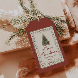 ファンタジックなレトロなメリークリスマスギフトタグ ギフトタグ