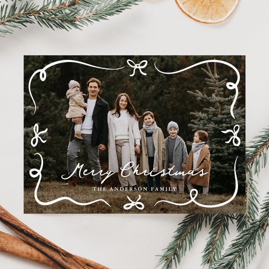 ファンタジックな手描きの弓 メリークリスマス 写真 シーズンカード
