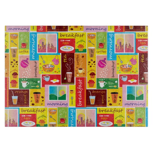 ファンタジックな朝食パターン カッティングボード (正面)