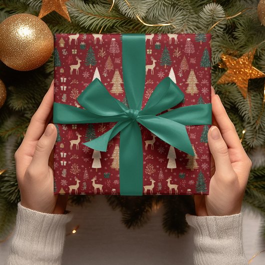 ファンタジックな森のクリスマス包装紙 ラッピングペーパー