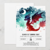 ファンタジックウィングドラゴン誕生祝い 招待状 (正面/裏面)