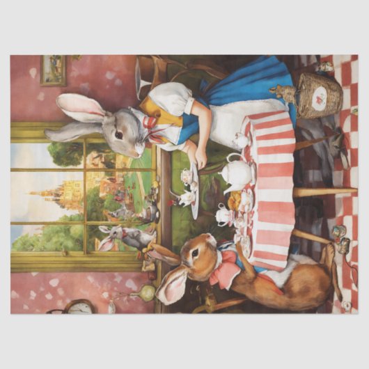 ファンタジーうさぎ茶パーティー動物の分離 薄葉紙 (正面)