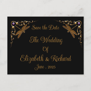 ファンタジーおとぎ話の結婚式の日付を保存 ポストカード