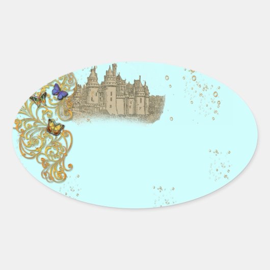 ファンタジーおとぎ話ステッカーラベル 楕円形シール (正面)