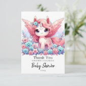 ファンタジーおもしろいユニコーン赤ちゃんシャワー サンキューカード (スタンド正面)