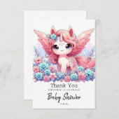 ファンタジーおもしろいユニコーン赤ちゃんシャワー サンキューカード (正面/裏面)