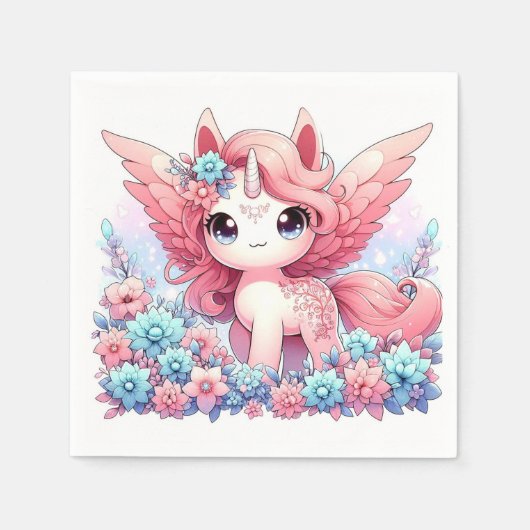 ファンタジーおもしろいユニコーン赤ちゃんシャワー スタンダードカクテルナプキン (正面)