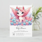 ファンタジーおもしろいユニコーン赤ちゃんシャワー 招待状 (スタンド正面)