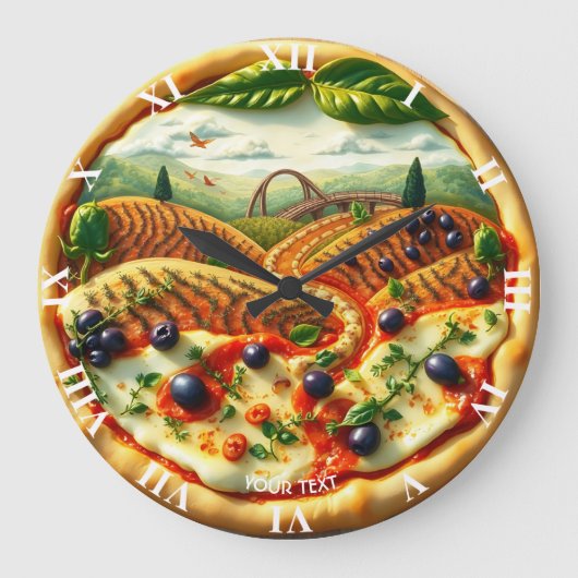 ファンタジーお洒落のイタリアン風景 ラージ壁時計 (正面)