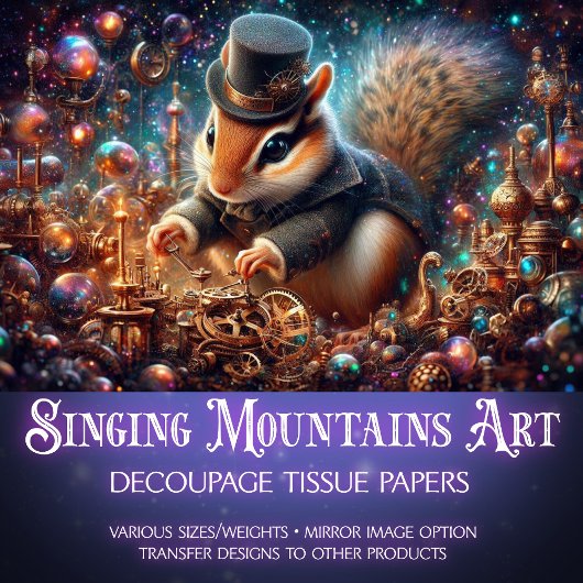 ファンタジーお洒落アートスチームパンクチップムンクデクページ 薄葉紙