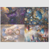 ファンタジーお洒落イースターブロンドガールパープルキャット 薄葉紙 (正面)