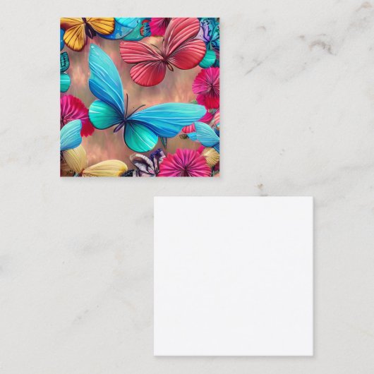 ファンタジーお洒落カラフル飛行 スクエア名刺 (正面/裏面)