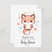 ファンタジーお洒落キツネベビーシャワー サンキューカード (正面/裏面)