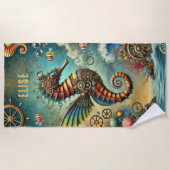 ファンタジーお洒落スチームパンクシーホース ビーチタオル (正面)