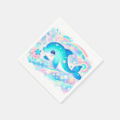 ファンタジーお洒落ドルフィン赤ちゃんシャワー スタンダードカクテルナプキン (角)