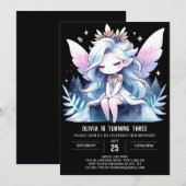 ファンタジーお洒落フェアリー誕生日 招待状 (正面/裏面)