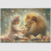 ファンタジーお洒落フレンズの女の子とライオンのデコパージュ 薄葉紙 (正面)