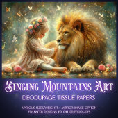 ファンタジーお洒落フレンズの女の子とライオンのデコパージュ 薄葉紙