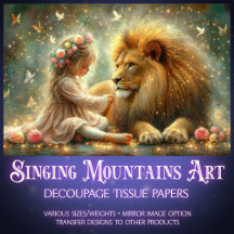 ファンタジーお洒落フレンズの女の子とライオンのデコパージュ