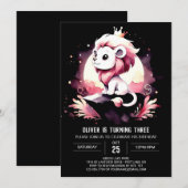 ファンタジーお洒落ライオン誕生日 招待状 (正面/裏面)