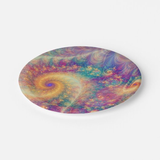ファンタジーお洒落抽象芸術フラクタル渦アート ペーパープレート (アングル)