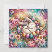 ファンタジーお洒落水彩イースターバニー花 シーズンカード (正面)