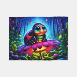 ファンタジーお洒落虫ネオンリームドリーム自然 フリースブランケット