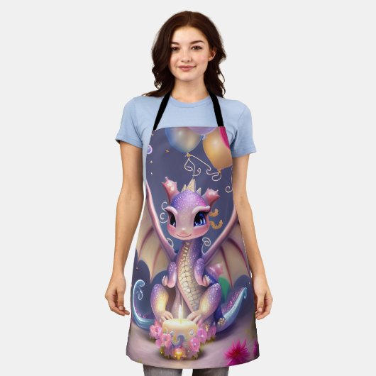 ファンタジーかわいいかわいいベビードラゴン エプロン (着用した状態)