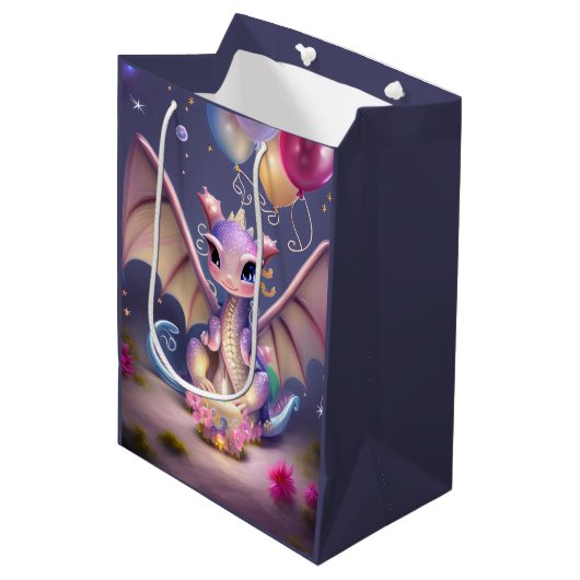 ファンタジーかわいいかわいいベビードラゴン ミディアムペーパーバッグ (正面アングル)