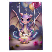 ファンタジーかわいいかわいいベビードラゴン ミディアムペーパーバッグ (裏面)