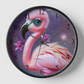 ファンタジーかわいいかわいいベビーフラミンゴ 壁時計 (正面)