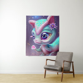 ファンタジーかわいいかわいい愛らしいベビー恐竜 タペストリー