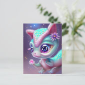 ファンタジーかわいいかわいい愛らしいベビー恐竜 ポストカード (スタンド正面)